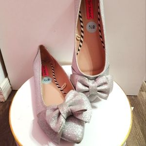 Betsey Johnson Blue wedding flats - silver glitter - size 8.5